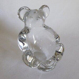 VINTAGE ART VANNES FRANCE CRYSTAL ART GLASS TEDDY BEAR TRINKET BOWL DISH (USED)